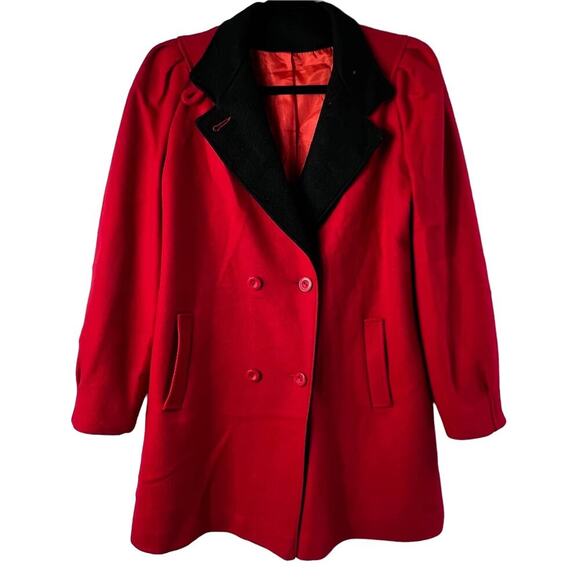 Beau Brem Union Made Red Wool Blend Peacoat Vintage Coat - Picture 1 of 7